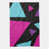Linge De Cuisine Triangles en rose, violet, bleu et noir (Vertical)