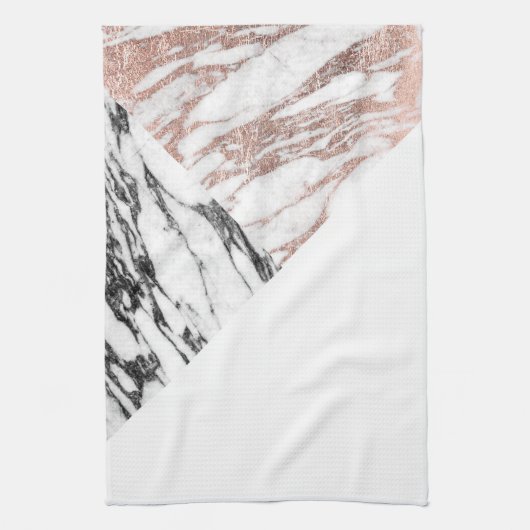 Linge De Cuisine Triangles géométriques de rose blanc de marbre (Vertical)
