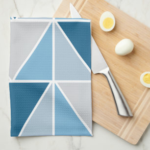 Linge De Cuisine Triangles géométriques gris bleu