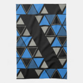 Linge De Cuisine Triangles géométriques rétro Argent bleu (Vertical)