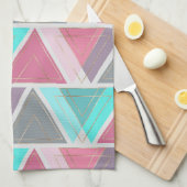 Linge De Cuisine Triangles géométriques Turquoises d'or rose modern (Quart Plié)