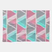 Linge De Cuisine Triangles géométriques Turquoises d'or rose modern (Horizontal)