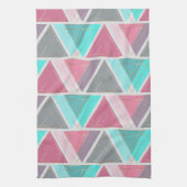 Linge De Cuisine Triangles géométriques Turquoises d'or rose modern (Vertical)