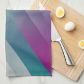 Linge De Cuisine triangles gris magenta turquoise (Quart Plié)