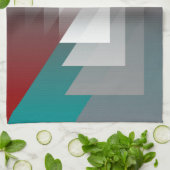 Linge De Cuisine Triangles gris turquoise sur bordeaux (Plié)