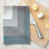 Linge De Cuisine Triangles gris turquoise sur bordeaux (Quart Plié)