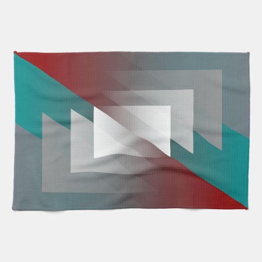 Linge De Cuisine Triangles gris turquoise sur bordeaux (Horizontal)