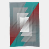 Linge De Cuisine Triangles gris turquoise sur bordeaux (Vertical)