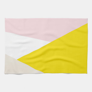 Linge De Cuisine Triangles moderne Motif Blush & Jaune Géométrique