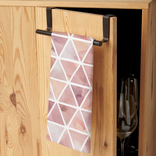 Linge De Cuisine Triangles modernes en Pêche et Cuivre (Pliage en tiers)