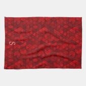 Linge De Cuisine Triangles rouges Motif géométrique Monogramme pers (Horizontal)