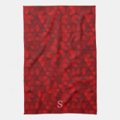 Linge De Cuisine Triangles rouges Motif géométrique Monogramme pers (Vertical)