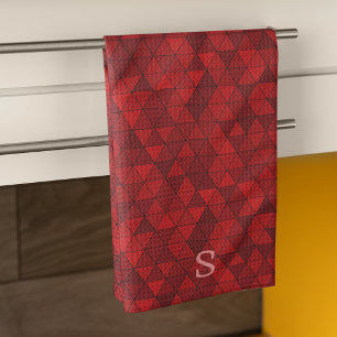 Linge De Cuisine Triangles rouges Motif géométrique Monogramme pers