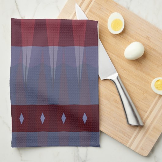 Linge De Cuisine triangulaire bordeaux & marine (Quart Plié)