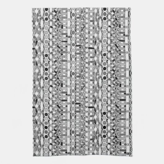 Linge De Cuisine Tribal Batik - nuances de gris / gris (Vertical)