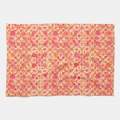Linge De Cuisine Tribal Batik - orange, corail rose et fuchsia (Horizontal)
