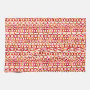 Linge De Cuisine Tribal Batik - tons orange et rose