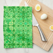 Linge De Cuisine Tribal Batik - tons verts (Quart Plié)