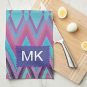 Linge De Cuisine Tribal pourpre et Aqua (Quart Plié)