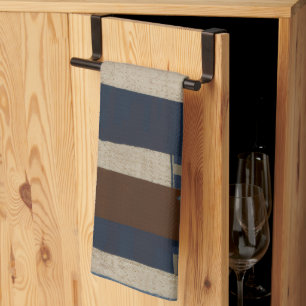 Linge De Cuisine Tribu Géométrique (Terre Cuite + Bleu) Luxe