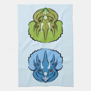 Linge De Cuisine Tricératops Bleu et Vert Cute Dinosaures