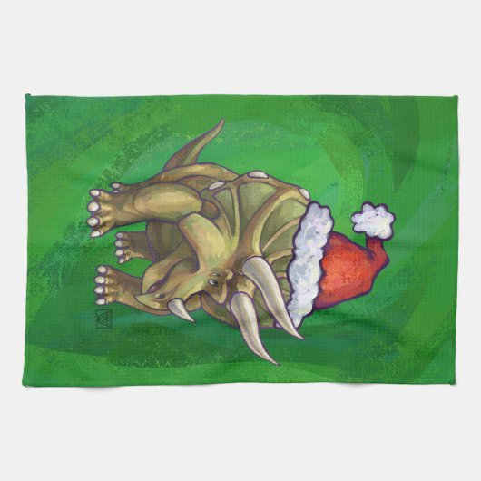 Linge De Cuisine Triceratops Noël Vert (Horizontal)