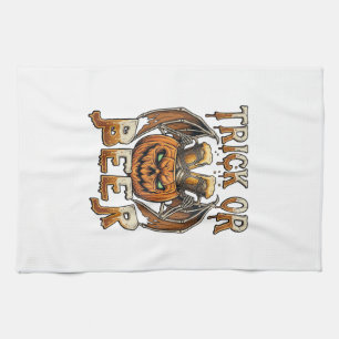 Linge De Cuisine Trick Or Beer Halloween Citrouille Squelette Ailes