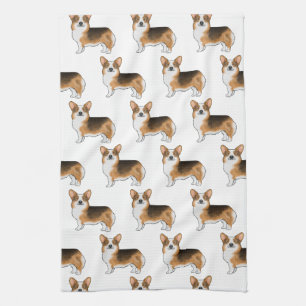 Linge De Cuisine Tricolor à tête rouge Pembroke Welsh Corgi Motif