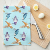 Linge De Cuisine Trio de colibris avec Arrière - plan Aqua (Quart Plié)