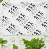 Linge De Cuisine Triplet drôle mignon de chat noir (Plié)