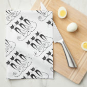 Linge De Cuisine Triplet drôle mignon de chat noir (Quart Plié)