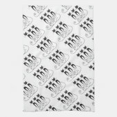 Linge De Cuisine Triplet drôle mignon de chat noir (Vertical)