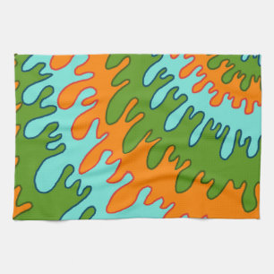 Linge De Cuisine Trippy Green Orange Liquid Dripe Motif Y2K