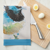 Linge De Cuisine Troglodyte à dos bleu Watercolour Bleu sarcelle Au (Quart Plié)