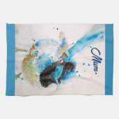 Linge De Cuisine Troglodyte à dos bleu Watercolour Bleu sarcelle Au (Horizontal)