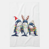 Linge De Cuisine Trois baleines portent le chapeau de Noël (Vertical)