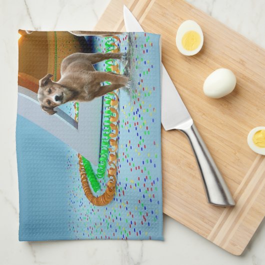 Linge De Cuisine Trois Chiens mignons qui souhaitent une bonne anné (Quart Plié)