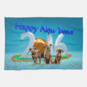 Linge De Cuisine Trois Chiens mignons qui souhaitent une bonne anné (Horizontal)