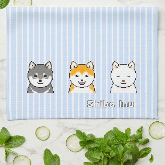 Linge De Cuisine Trois Chiens Shiba Inu Avec Différentes Couleurs D (Plié)