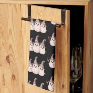 Linge De Cuisine Trois fantômes motif de chapeaux de sorcière gris