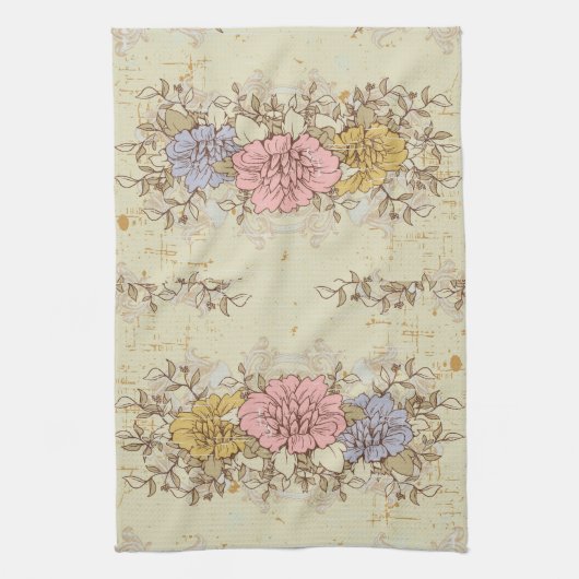 Linge De Cuisine Trois Fleurs, Vintage Floral (Vertical)
