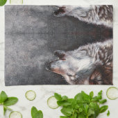 Linge De Cuisine Trois loups hurlant (Plié)