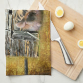 Linge De Cuisine Trois Petits Cochons À La Grange Rustique Snoozing (Quart Plié)