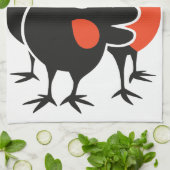 Linge De Cuisine Trois poules françaises rétro Découpe mi-siècle 4 (Plié)