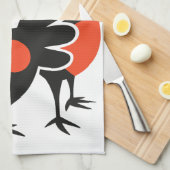 Linge De Cuisine Trois poules françaises rétro Découpe mi-siècle 4 (Quart Plié)