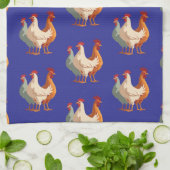 Linge De Cuisine Trois poules françaises rétro Découpe mi-siècle 6 (Plié)