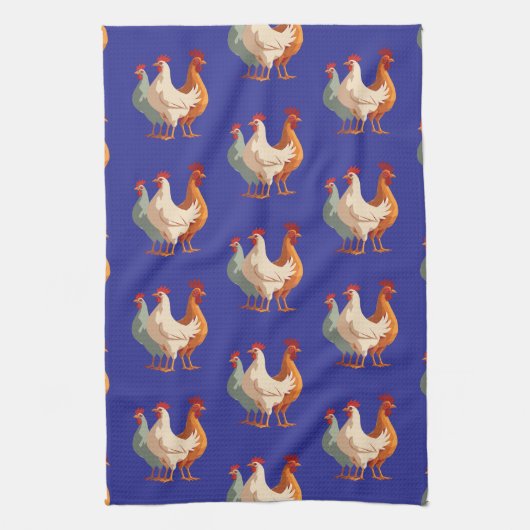 Linge De Cuisine Trois poules françaises rétro Découpe mi-siècle 6 (Vertical)