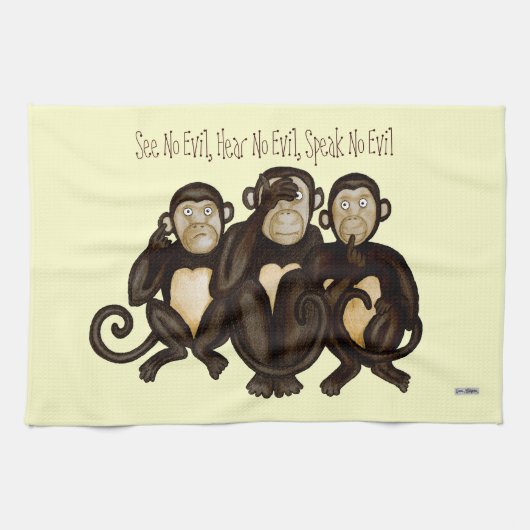 Linge De Cuisine Trois singes sages (Horizontal)