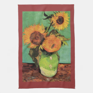 Linge De Cuisine Trois tournesols dans un vase par Van Gogh