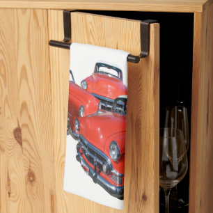 Linge De Cuisine Trois Voitures Rouges Classiques Classiques, Servi